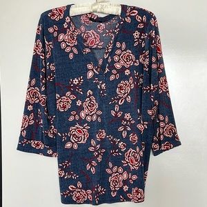 Papermoon Clementa Split Neck 3/4 Sleeve Top Size 2X